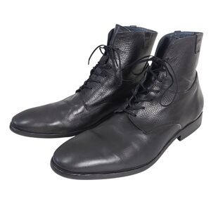 Tiger of Sweden Men Black Leather Lace-up Mid-Top Ankle Boots Size 44 EU